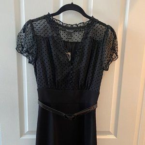 White House Black Market - Flocked Dot Crepe Dress Size 2 NWT